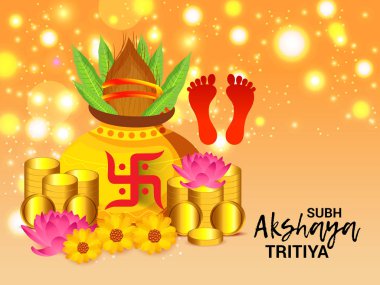 Akshaya Tritiya Kutlama Festivali için Yaratıcı Özgeçmişin Vektör çizimi.