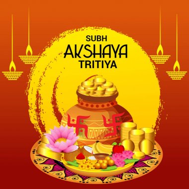 Akshaya Tritiya Kutlama Festivali için Yaratıcı Özgeçmişin Vektör çizimi.