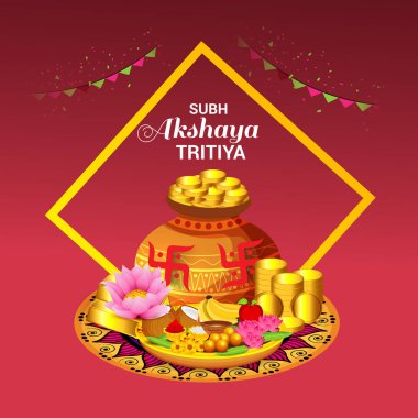 Akshaya Tritiya Kutlama Festivali için Yaratıcı Özgeçmişin Vektör çizimi.