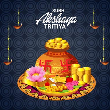 Akshaya Tritiya Kutlama Festivali için Yaratıcı Özgeçmişin Vektör çizimi.