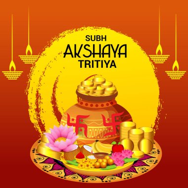 Akshaya Tritiya Kutlama Festivali için Yaratıcı Özgeçmişin Vektör çizimi.