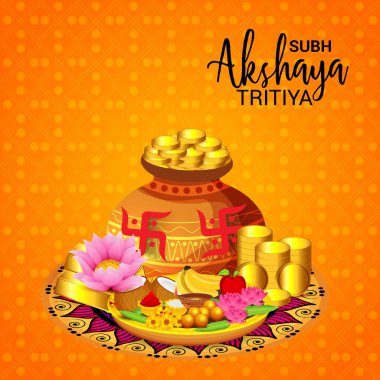 Akshaya Tritiya Kutlama Festivali için Yaratıcı Özgeçmişin Vektör çizimi.