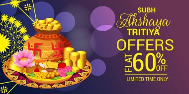 Akshaya Tritiya Kutlama Festivali için Yaratıcı Özgeçmişin Vektör çizimi.