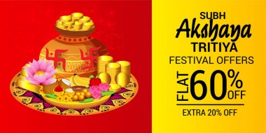 Akshaya Tritiya Kutlama Festivali için Yaratıcı Özgeçmişin Vektör çizimi.