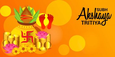 Akshaya Tritiya Kutlama Festivali için Yaratıcı Özgeçmişin Vektör çizimi.