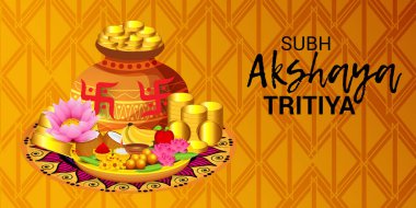 Akshaya Tritiya Kutlama Festivali için Yaratıcı Özgeçmişin Vektör çizimi.