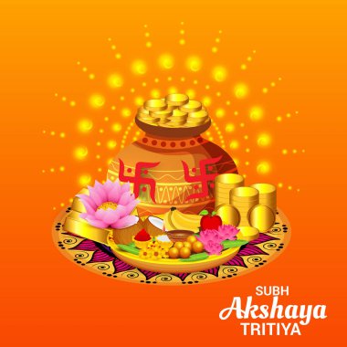 Akshaya Tritiya Kutlama Festivali için Yaratıcı Özgeçmişin Vektör çizimi.