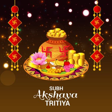 Akshaya Tritiya Kutlama Festivali için Yaratıcı Özgeçmişin Vektör çizimi.