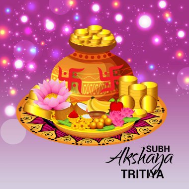 Akshaya Tritiya Kutlama Festivali için Yaratıcı Özgeçmişin Vektör çizimi.