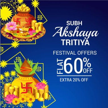 Akshaya Tritiya Kutlama Festivali için Yaratıcı Özgeçmişin Vektör çizimi.