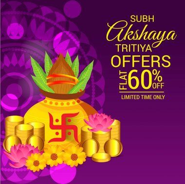 Akshaya Tritiya Kutlama Festivali için Yaratıcı Özgeçmişin Vektör çizimi.