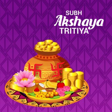 Akshaya Tritiya Kutlama Festivali için Yaratıcı Özgeçmişin Vektör çizimi.