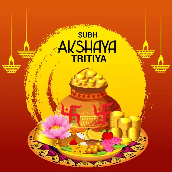 Ilustración Vectorial Fondo Creativo Para Celebración Del Festival Akshaya Tritiya — Vector de stock