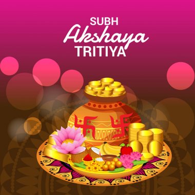 Akshaya Tritiya Kutlama Festivali için Yaratıcı Özgeçmişin Vektör çizimi.