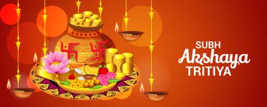 Akshaya Tritiya Kutlama Festivali için Yaratıcı Özgeçmişin Vektör çizimi.