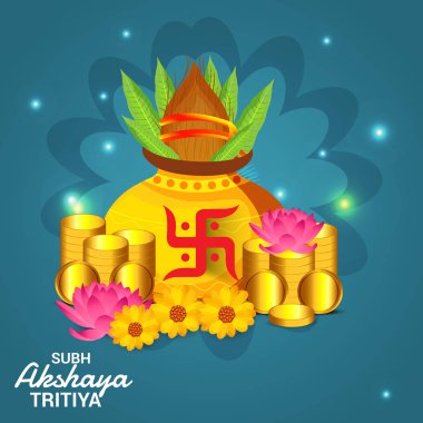 Akshaya Tritiya Kutlama Festivali için Yaratıcı Özgeçmişin Vektör çizimi.