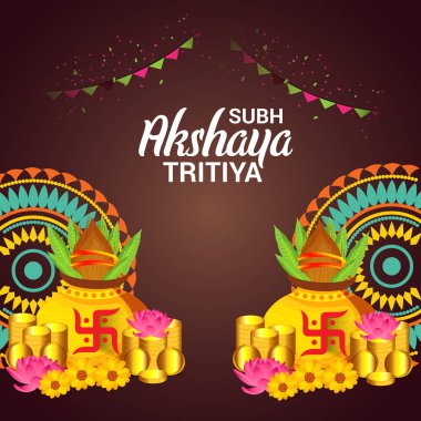 Akshaya Tritiya Kutlama Festivali için Yaratıcı Özgeçmişin Vektör çizimi.