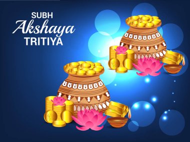 Akshaya Tritiya Kutlama Festivali için Yaratıcı Özgeçmişin Vektör çizimi.