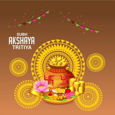 Akshaya Tritiya Kutlama Festivali için Yaratıcı Özgeçmişin Vektör çizimi.