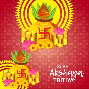Akshaya Tritiya Kutlama Festivali için Yaratıcı Özgeçmişin Vektör çizimi.