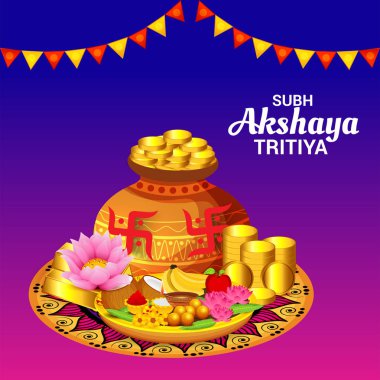 Akshaya Tritiya Kutlama Festivali için Yaratıcı Özgeçmişin Vektör çizimi.