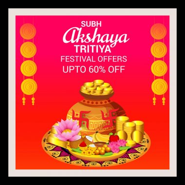 Akshaya Tritiya Kutlama Festivali için Yaratıcı Özgeçmişin Vektör çizimi.