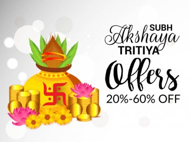 Akshaya Tritiya Kutlama Festivali için Yaratıcı Özgeçmişin Vektör çizimi.