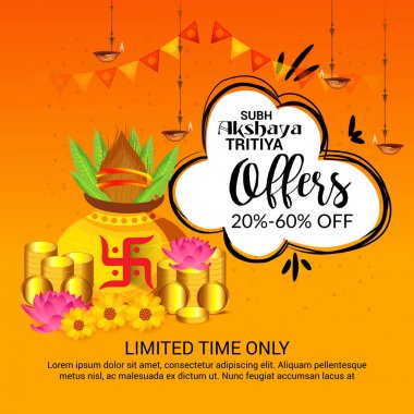 Akshaya Tritiya Kutlama Festivali için Yaratıcı Özgeçmişin Vektör çizimi.