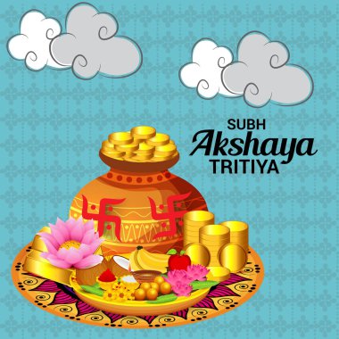 Akshaya Tritiya Kutlama Festivali için Yaratıcı Özgeçmişin Vektör çizimi.