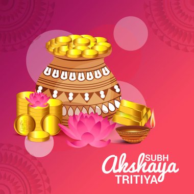 Akshaya Tritiya Kutlama Festivali için Yaratıcı Özgeçmişin Vektör çizimi.