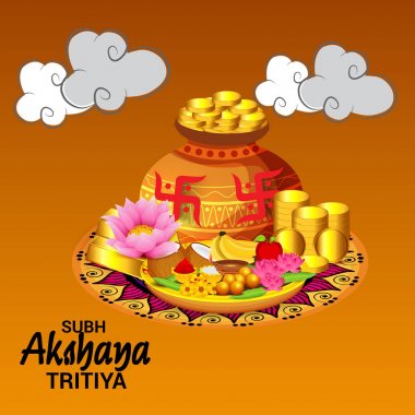 Akshaya Tritiya Kutlama Festivali için Yaratıcı Özgeçmişin Vektör çizimi.