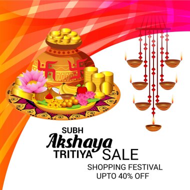 Akshaya Tritiya Kutlama Festivali için Yaratıcı Özgeçmişin Vektör çizimi.