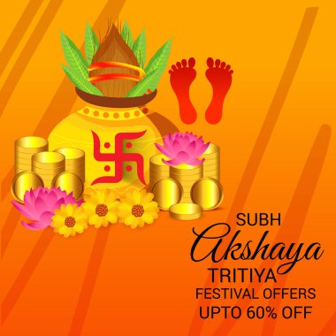 Akshaya Tritiya Kutlama Festivali için Yaratıcı Özgeçmişin Vektör çizimi.