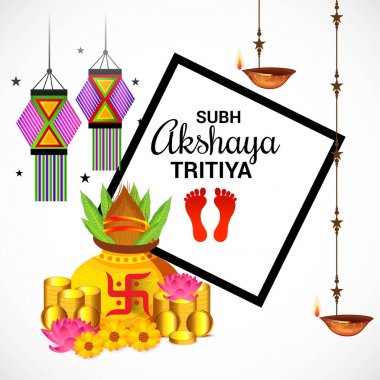 Akshaya Tritiya Kutlama Festivali için Yaratıcı Özgeçmişin Vektör çizimi.