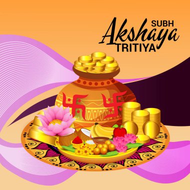 Akshaya Tritiya Kutlama Festivali için Yaratıcı Özgeçmişin Vektör çizimi.