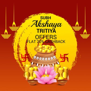 Akshaya Tritiya Kutlama Festivali için Yaratıcı Özgeçmişin Vektör çizimi.