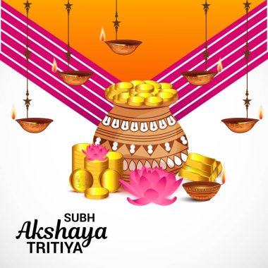 Akshaya Tritiya Kutlama Festivali için Yaratıcı Özgeçmişin Vektör çizimi.