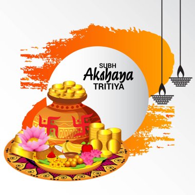 Akshaya Tritiya Kutlama Festivali için Yaratıcı Özgeçmişin Vektör çizimi.
