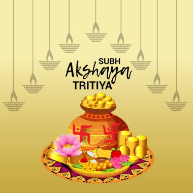 Akshaya Tritiya Kutlama Festivali için Yaratıcı Özgeçmişin Vektör çizimi.