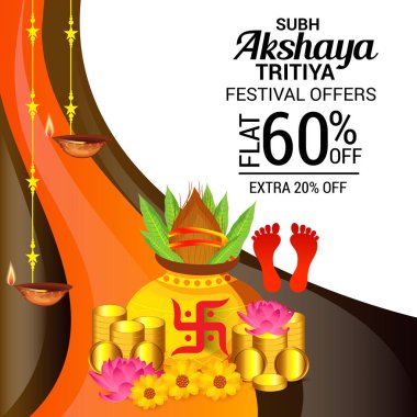 Akshaya Tritiya Kutlama Festivali için Yaratıcı Özgeçmişin Vektör çizimi.