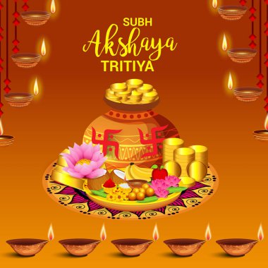 Akshaya Tritiya Kutlama Festivali için Yaratıcı Özgeçmişin Vektör çizimi.