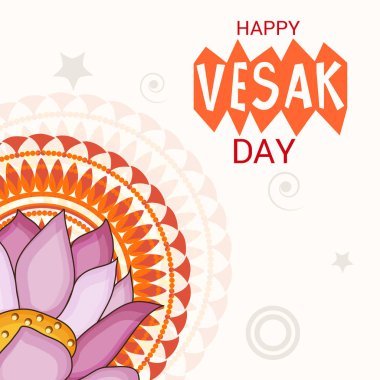 Vesak Günü pembe Lotus çiçeği ile için bir afiş vektör çizim.