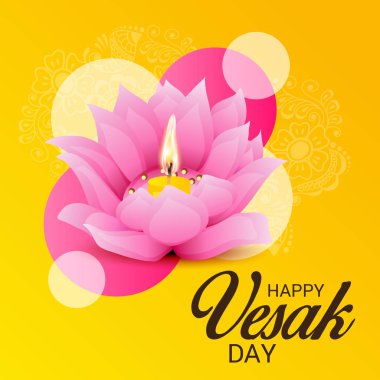 Vesak Günü pembe Lotus çiçeği ile için bir afiş vektör çizim.