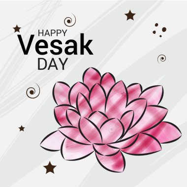 Vesak Günü pembe Lotus çiçeği ile için bir afiş vektör çizim.