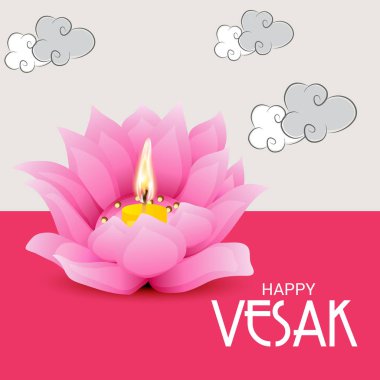 Vesak Günü pembe Lotus çiçeği ile için bir afiş vektör çizim.