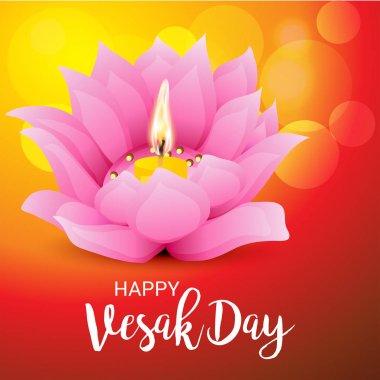 Vesak Günü pembe Lotus çiçeği ile için bir afiş vektör çizim.
