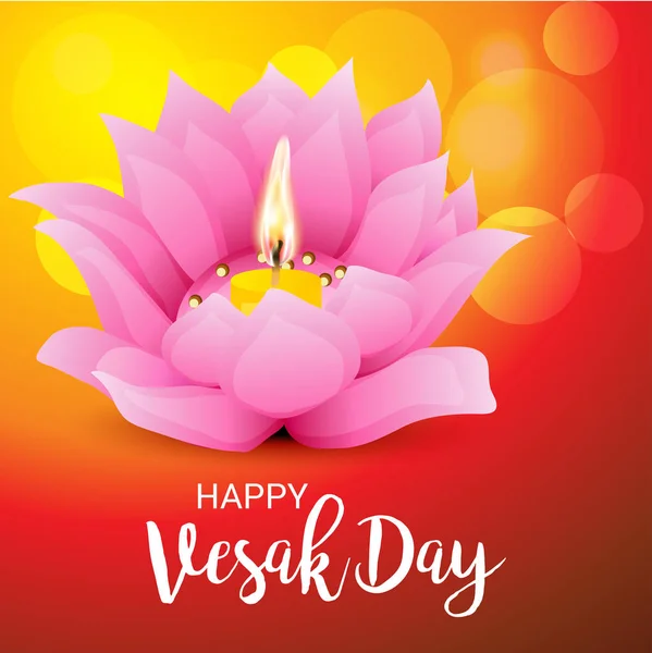 Vesak Günü pembe Lotus çiçeği ile için bir afiş vektör çizim.