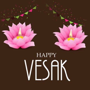 Vesak Günü pembe Lotus çiçeği ile için bir afiş vektör çizim.
