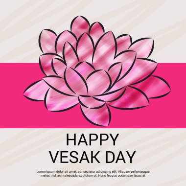 Vesak Günü pembe Lotus çiçeği ile için bir afiş vektör çizim.