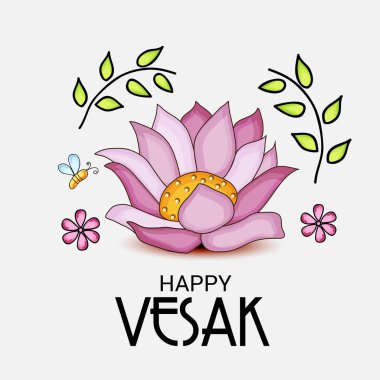 Vesak Günü pembe Lotus çiçeği ile için bir afiş vektör çizim.